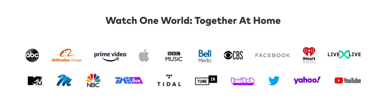 One World: Together At Home platforms