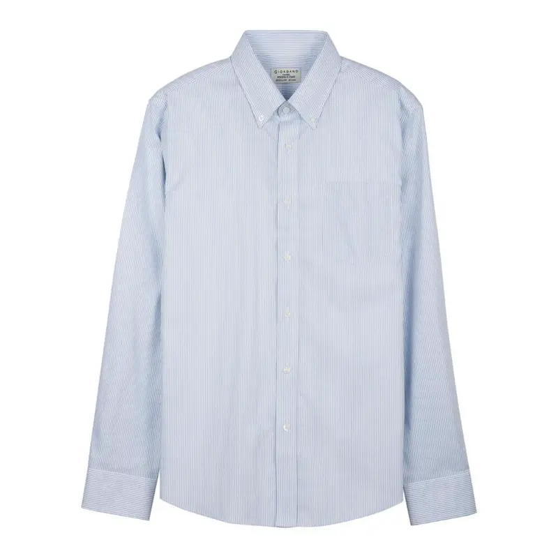 Giordano - Men's Wrinkle-Free Cotton Oxford Long Sleeve Shirt